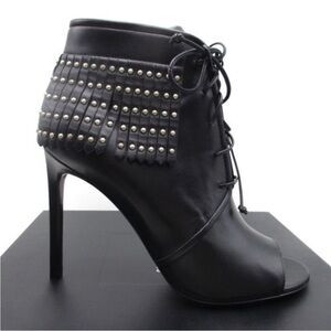 Saint Laurent Paris open toe fringe booties NEW